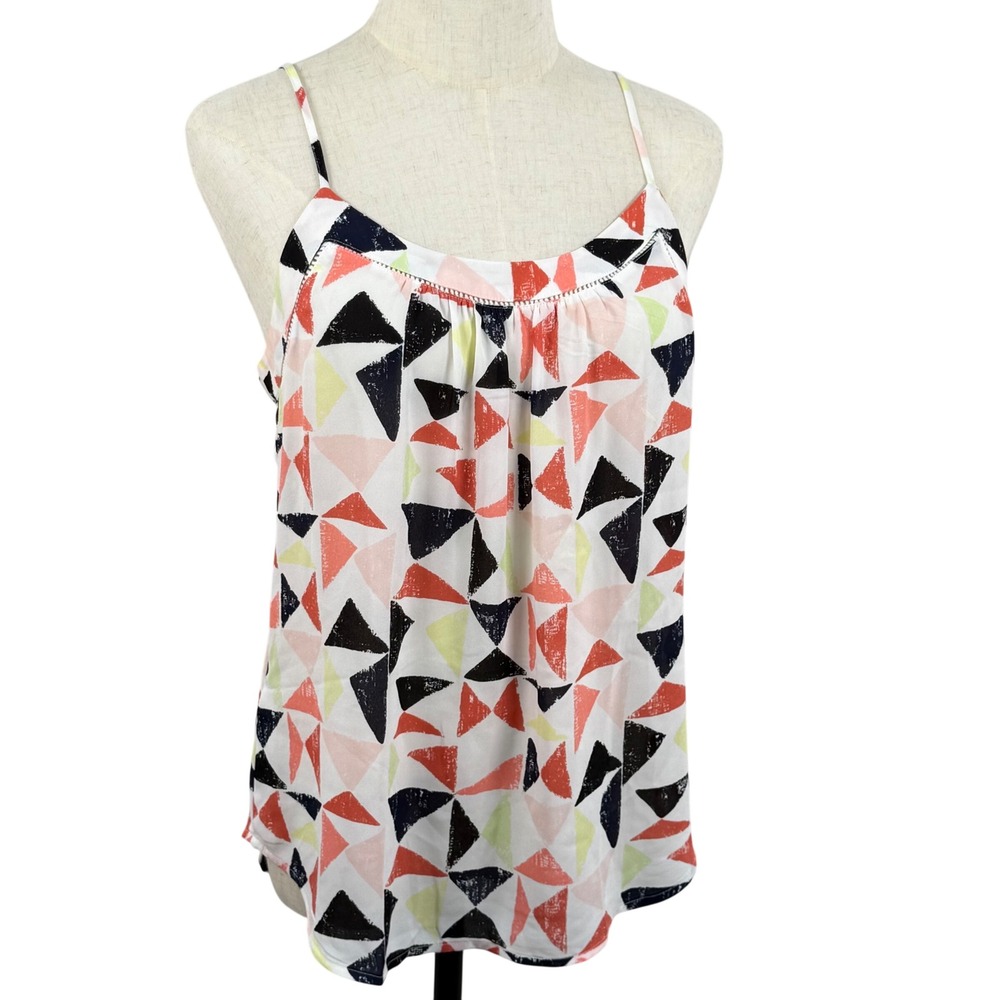 LOFT Small Swing Cami Tank Spaghetti Strap Geometric Triangle Print Summer Boho